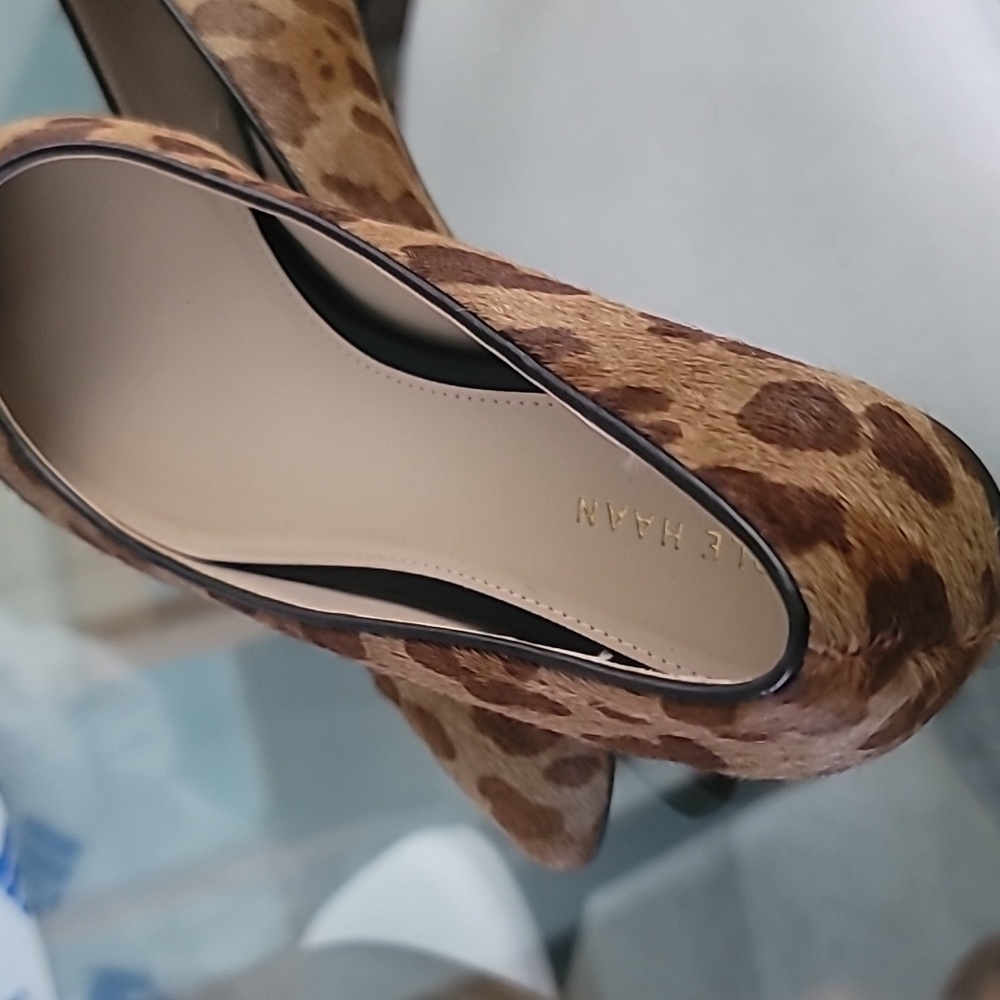 Cole Haan Women's Shoes 7B Brown Tan Leopard Skimmer Flat Leather Point Toe - Picture 5 of 12